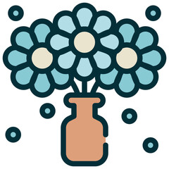 jar flower pot floral bloom blossom filled outline icon