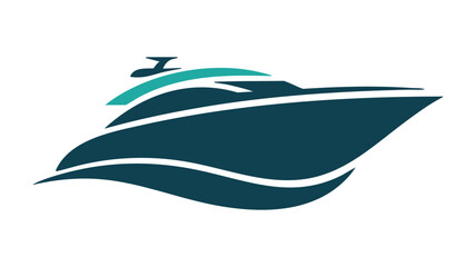 Modern luxury yacht silhouette with gradient teal and blue tones vector