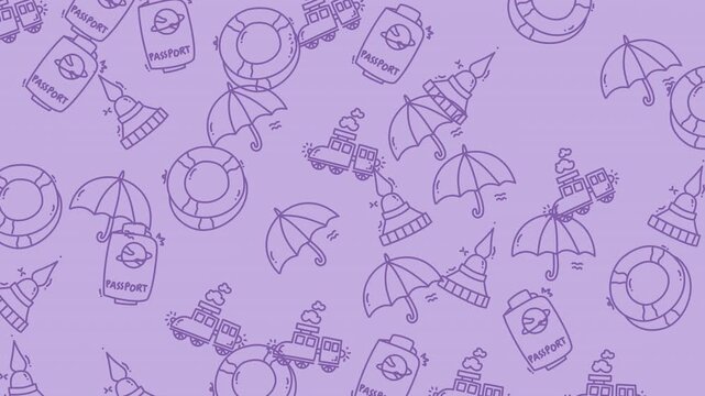 Travel Theme Pattern Illustration Purple Background