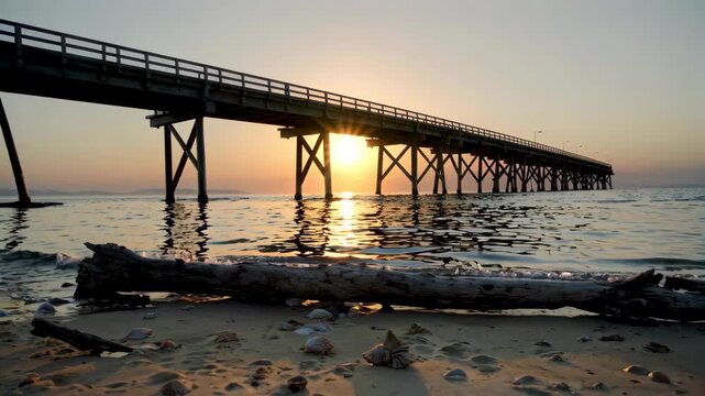 Sunset view of the pier by the sea Sunset view of the pier by the sea