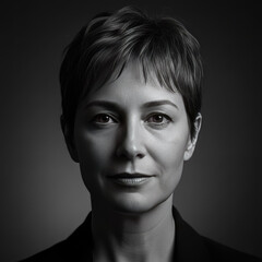 Dramatic Black and White Portrait of a Woman By Generated AI