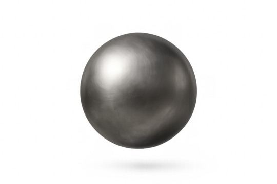 Brushed steel metallic sphere on transparent plain background - Powered by Adobe