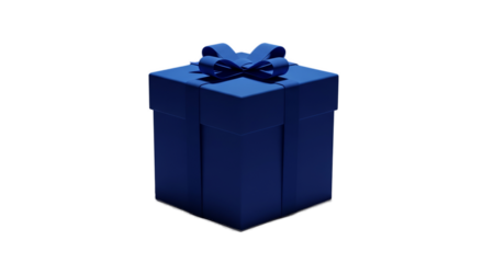 Monochromatic Blue Gift Box with Ribbon Isolated Festive Celebration