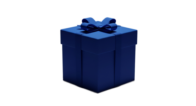 Monochromatic Blue Gift Box with Ribbon Isolated Festive Celebration