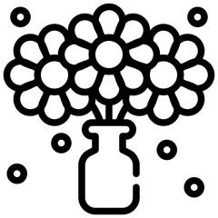 jar flower pot floral bloom blossom simple line icon