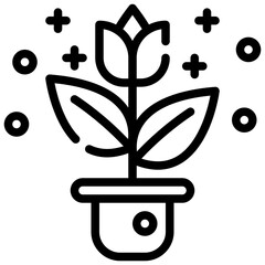 pot flower flora floral tulip blossom bloom plant simple line icon