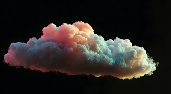 A cloud floating on a black background