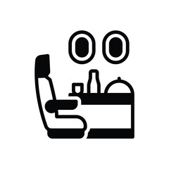 Black solid icon for in flight dining