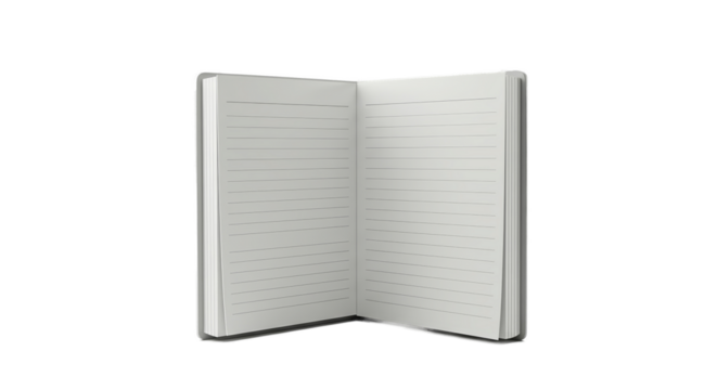 Open White Book With Dots And Lines On White Background Isolated