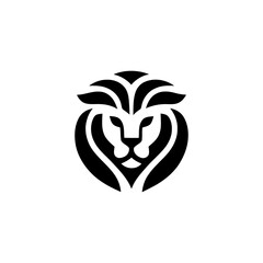 Bold Geometric Lion Head Logo Emblem in Solid