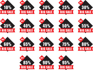 Vector illustration of black square price discount tags