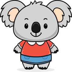 Koala vector, Koalas Cute Cartoon Animal stand on white background Clipart Hand Drawing vector illustration.