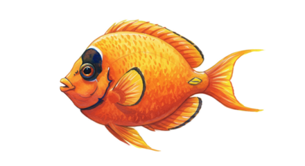 Orange Pixel Art Fish Isolated Realistic Photo
