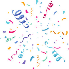 Party Confetti Birthday party confetti background, festive ribbons and streamer paper spiral stripes, cartoon vector. Colorful confetti Celebration confetti background Falling colorful confetti