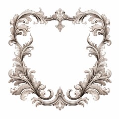 Elegant Vintage Rococo Frame: Ornate Decorative Border with Detailed Acanthus Leaf Scrollwork in Pastel Blue and Beige Tones.