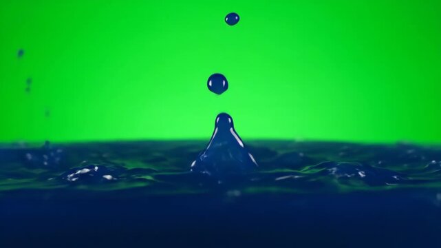 Cinematic slow motion abstract liquid splash creating an elegant fluid shape on a chroma key green background experiment, fluid art, splash
