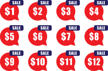Vector illustration of red color price discount tags