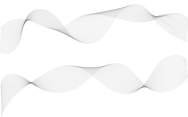 Set of vector gray abstract wave elements for design. Curved dynamic wavy line, smooth stripe for technology, Elements on white background for business, education and technology.