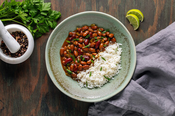 Rajma Masala Curry. Red Kidney Bean Dal is indian cuisine vegetarian dish. Asian food, meal.