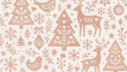 Whimsical festive winter pattern desktop wallpaper