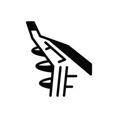 Black solid icon for airplane wing
