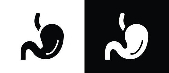 Fototapeta premium Science Illustration Stomach symbol, Internal organs vector icon, human bone and skeleton anatomy illustration, human body parts, human organ icon. Black and white flat human organ vector icon.