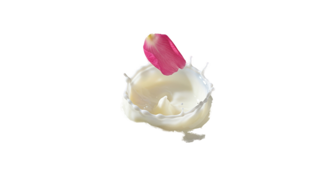 Pink Rose Petal Splash Milk Droplet Light Background - Powered by Adobe