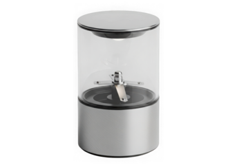 Modern electric salt and pepper grinder with clear glass body isolated on transparent background