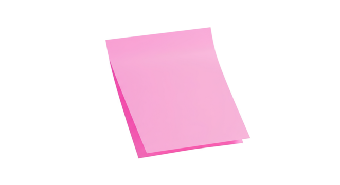 Pink Sticky Note Paper Isolated Transparent Background
