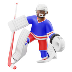 3D Rendering of Hockey Goalie in Uniform