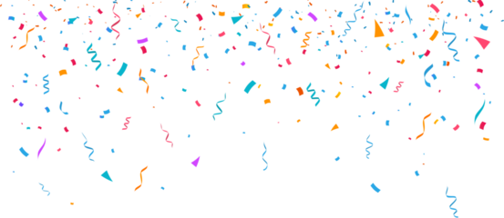 Party Confetti Birthday party confetti background, festive ribbons and streamer paper spiral stripes, cartoon vector. Colorful confetti Celebration confetti background Falling colorful confetti