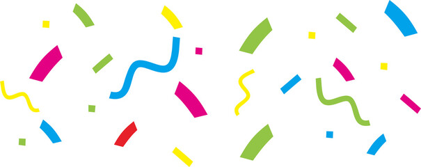 Party Confetti Birthday party confetti background, festive ribbons and streamer paper spiral stripes, cartoon vector. Colorful confetti Celebration confetti background Falling colorful confetti