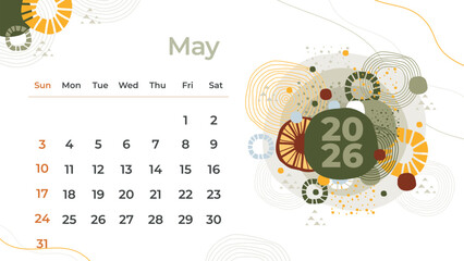 Beautifully hand-drawn May 2026 calendar