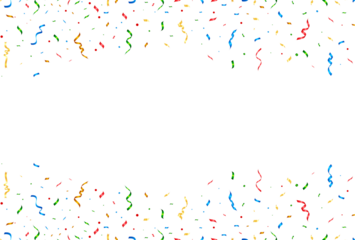 Party Confetti Birthday party confetti background, festive ribbons and streamer paper spiral stripes, cartoon vector. Colorful confetti Celebration confetti background Falling colorful confetti