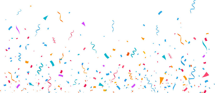 Party Confetti Birthday party confetti background, festive ribbons and streamer paper spiral stripes, cartoon vector. Colorful confetti Celebration confetti background Falling colorful confetti - Powered by Adobe