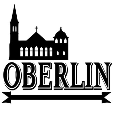 Oberlin silhouette on white background