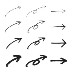 Fototapeta premium 鉛筆・マーカーの手書き矢印 いろいろセット