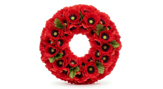 Vibrant poppy wreath honors remembrance and sacrifice