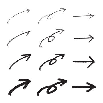 鉛筆・マーカーの手書き矢印 いろいろセット