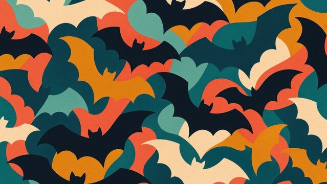 Colorful bats pattern wallpaper