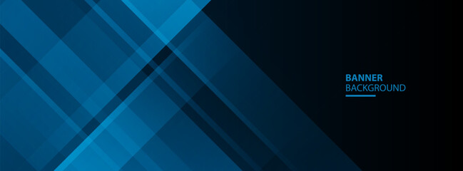 Obraz premium Sleek blue and black abstract geometric banner background with overlapping transparent layers for modern digital design