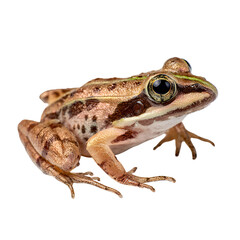 Fototapeta premium Brown frog with green eyes isolated on transparent background