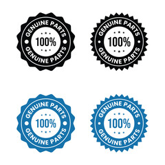 100% Genuine Parts Badge Vector Design for Authentic Product Label, Warranty Seal, and Quality Guarantee Tag