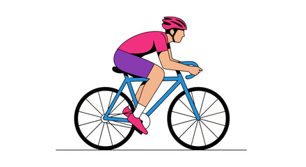 Obraz premium Bicyclist in Profile Cycling Illustration for Sport, Recreation, and Fitness