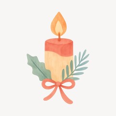 Candle with leaves illustration.