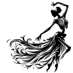 Dancing skeleton silhouette