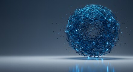 A glowing, interconnected sphere of digital data floating against a gradient background.