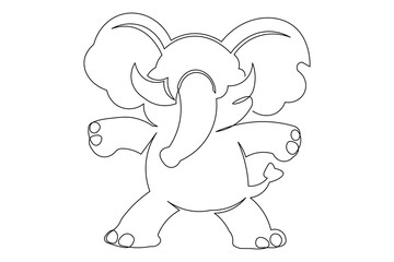 Obraz premium Minimalist elephant outline with single continuous line drawing illustration