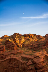 Wensu Grand Canyon, Tianshan Mountains, Xinjiang – Red Sandstone Formations at Golden Hour