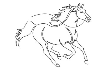 Artistic horse line drawing created with single continuous minimal stroke